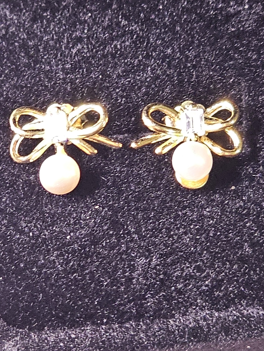 925 Sterling-Gold-Tone Bow Pearl Drop Earrings - Elegant Women Jewelry